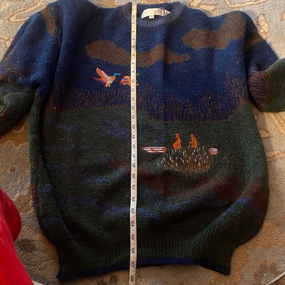 Vintage duck scene Men's Blue and Green Sweater Collectif  XL $80 - Picture 6 of 7
